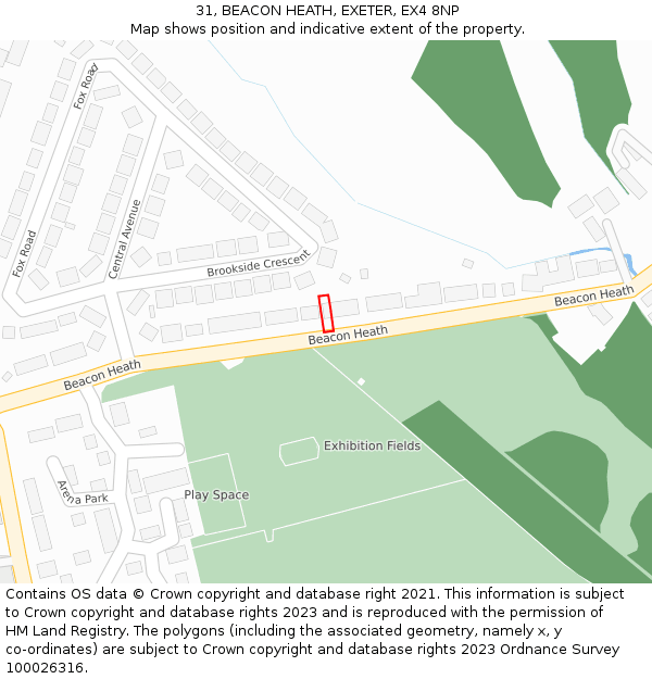 31, BEACON HEATH, EXETER, EX4 8NP: Location map and indicative extent of plot