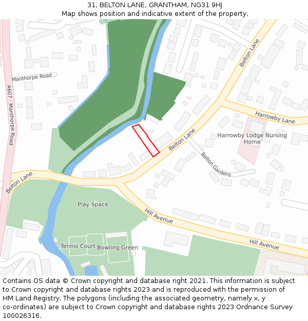 31, BELTON LANE, GRANTHAM, NG31 9HJ: Location map and indicative extent of plot