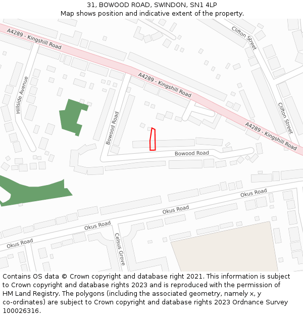 31, BOWOOD ROAD, SWINDON, SN1 4LP: Location map and indicative extent of plot