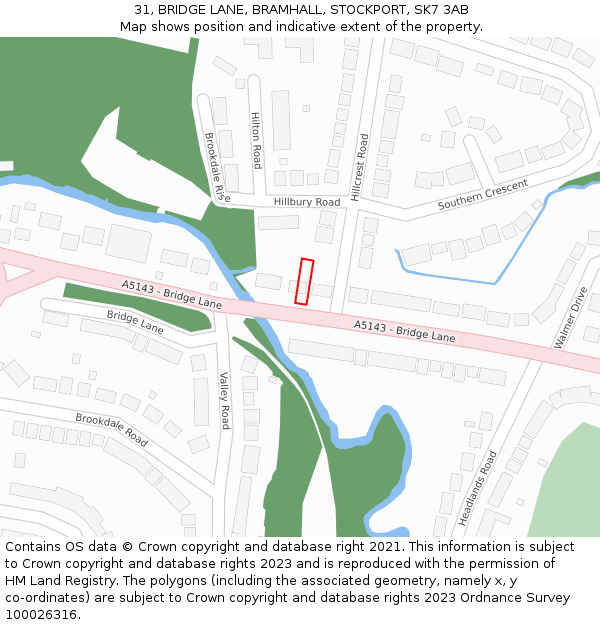 31, BRIDGE LANE, BRAMHALL, STOCKPORT, SK7 3AB: Location map and indicative extent of plot