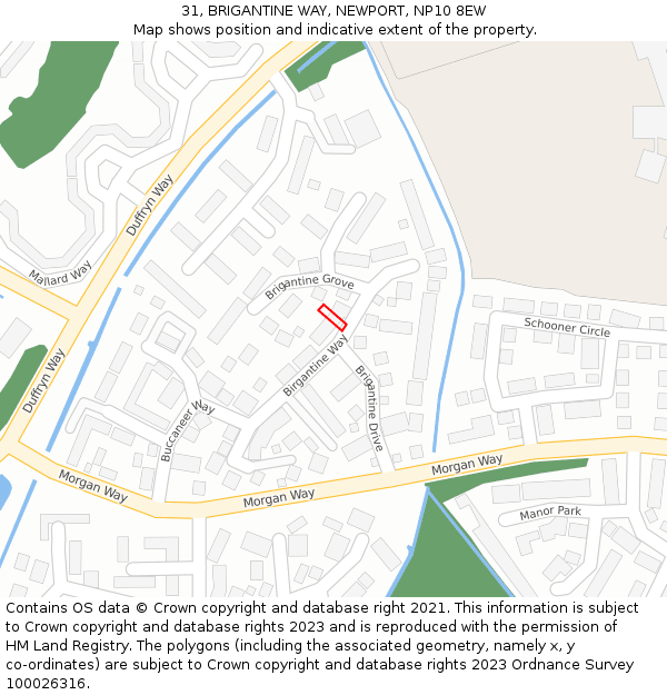 31, BRIGANTINE WAY, NEWPORT, NP10 8EW: Location map and indicative extent of plot