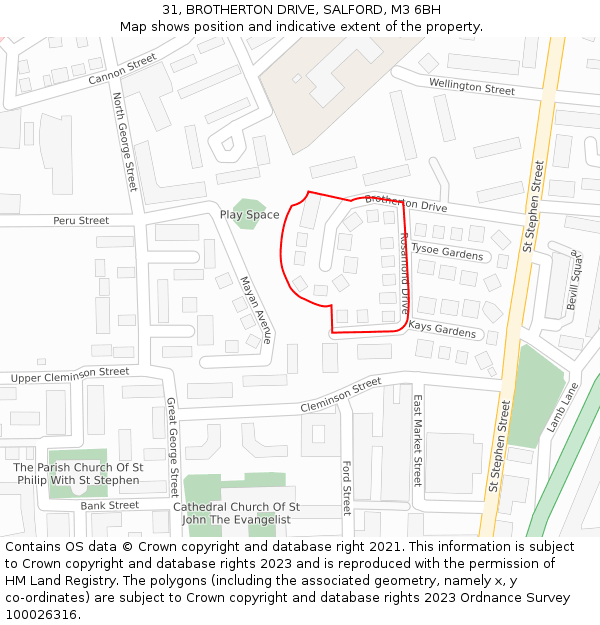 31, BROTHERTON DRIVE, SALFORD, M3 6BH: Location map and indicative extent of plot