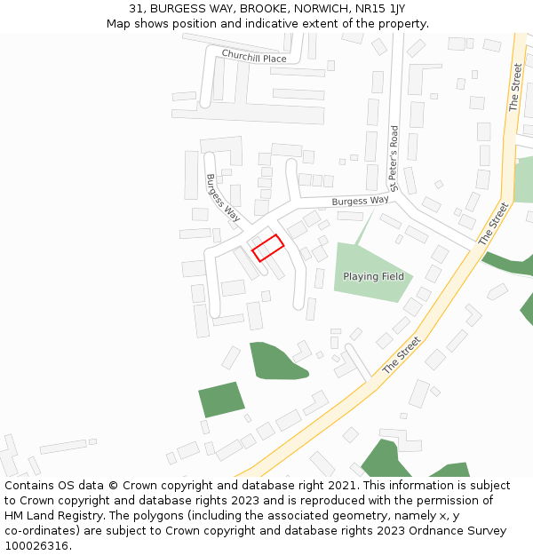 31, BURGESS WAY, BROOKE, NORWICH, NR15 1JY: Location map and indicative extent of plot