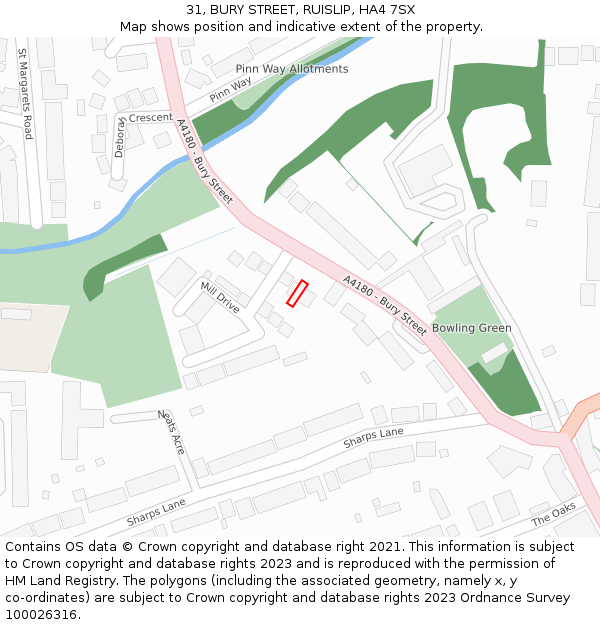 31, BURY STREET, RUISLIP, HA4 7SX: Location map and indicative extent of plot