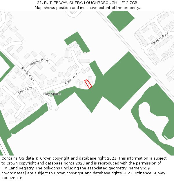 31, BUTLER WAY, SILEBY, LOUGHBOROUGH, LE12 7GR: Location map and indicative extent of plot