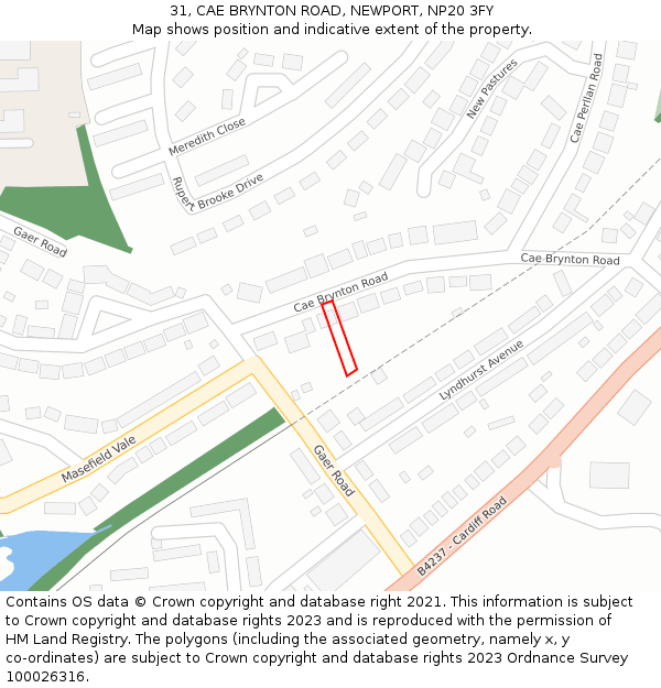 31, CAE BRYNTON ROAD, NEWPORT, NP20 3FY: Location map and indicative extent of plot