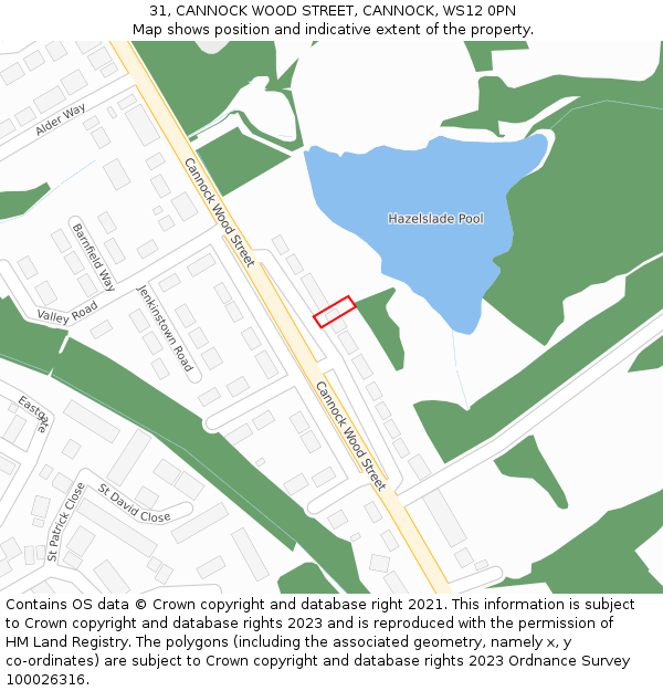 31, CANNOCK WOOD STREET, CANNOCK, WS12 0PN: Location map and indicative extent of plot