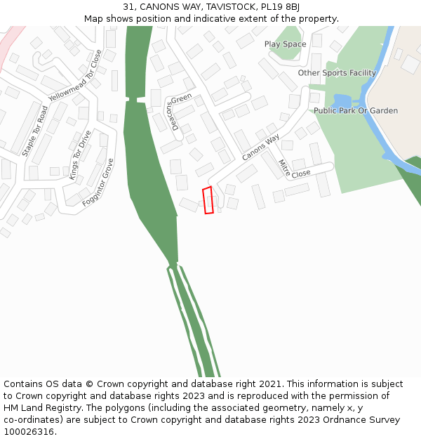 31, CANONS WAY, TAVISTOCK, PL19 8BJ: Location map and indicative extent of plot