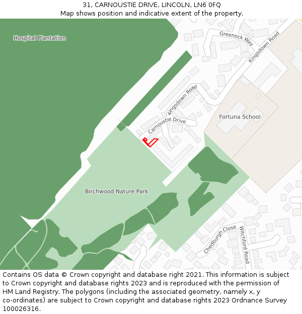 31, CARNOUSTIE DRIVE, LINCOLN, LN6 0FQ: Location map and indicative extent of plot