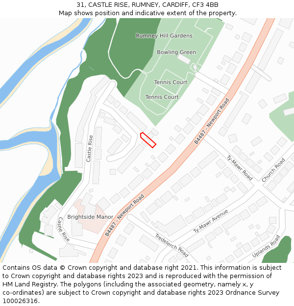 31, CASTLE RISE, RUMNEY, CARDIFF, CF3 4BB: Location map and indicative extent of plot