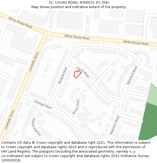 31, CAVAN ROAD, IPSWICH, IP1 5NH: Location map and indicative extent of plot