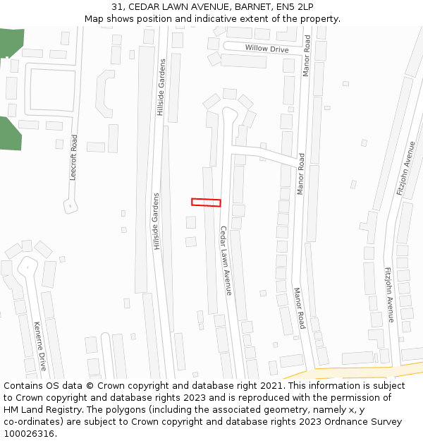 31, CEDAR LAWN AVENUE, BARNET, EN5 2LP: Location map and indicative extent of plot