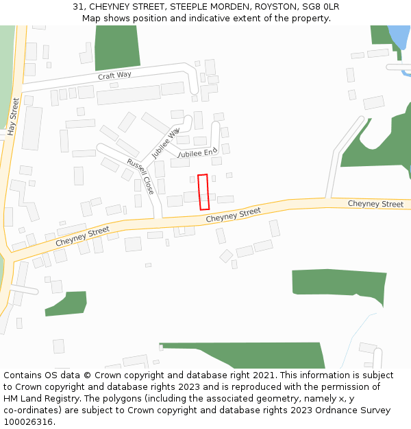 31, CHEYNEY STREET, STEEPLE MORDEN, ROYSTON, SG8 0LR: Location map and indicative extent of plot