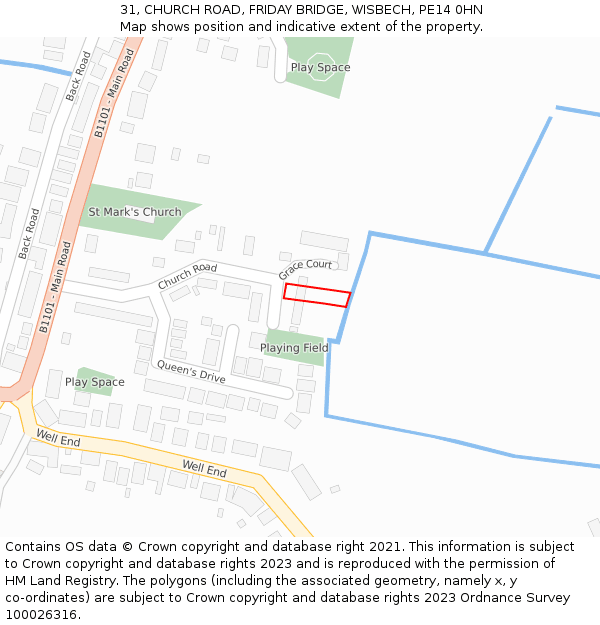 31, CHURCH ROAD, FRIDAY BRIDGE, WISBECH, PE14 0HN: Location map and indicative extent of plot