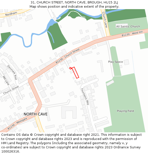 31, CHURCH STREET, NORTH CAVE, BROUGH, HU15 2LJ: Location map and indicative extent of plot