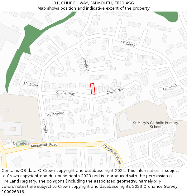 31, CHURCH WAY, FALMOUTH, TR11 4SG: Location map and indicative extent of plot