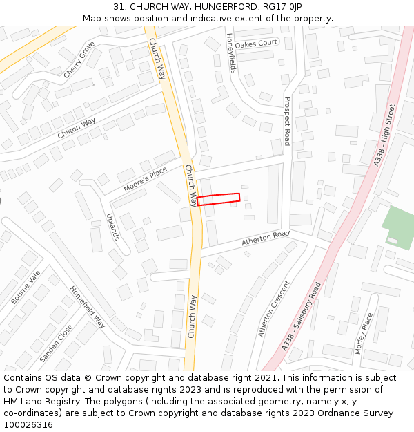 31, CHURCH WAY, HUNGERFORD, RG17 0JP: Location map and indicative extent of plot