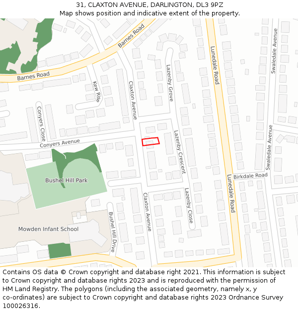 31, CLAXTON AVENUE, DARLINGTON, DL3 9PZ: Location map and indicative extent of plot