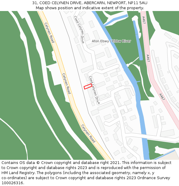 31, COED CELYNEN DRIVE, ABERCARN, NEWPORT, NP11 5AU: Location map and indicative extent of plot