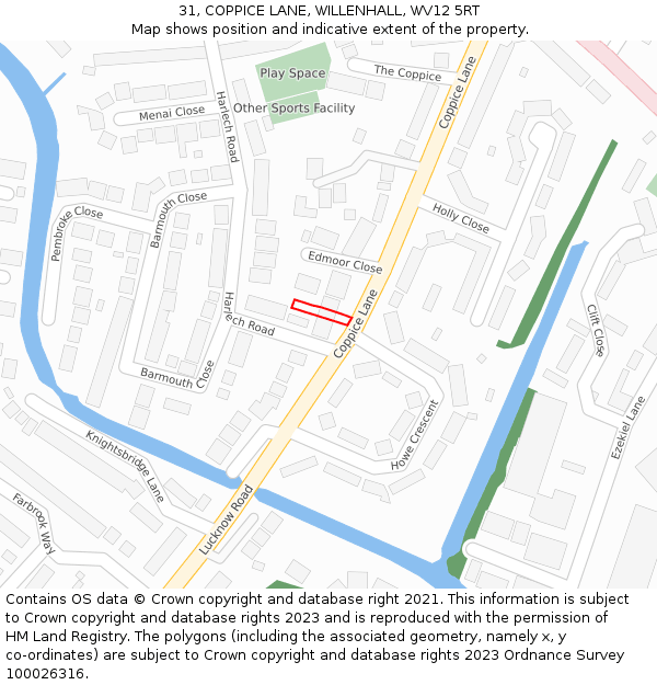 31, COPPICE LANE, WILLENHALL, WV12 5RT: Location map and indicative extent of plot