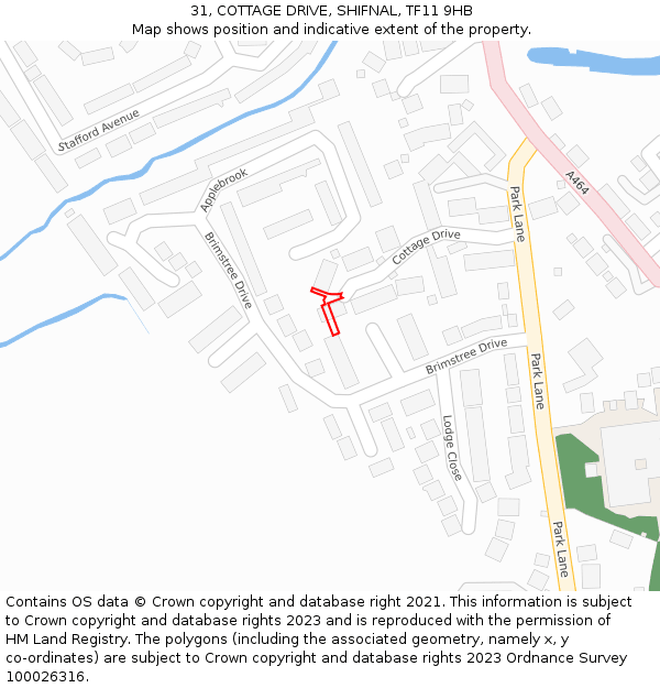 31, COTTAGE DRIVE, SHIFNAL, TF11 9HB: Location map and indicative extent of plot