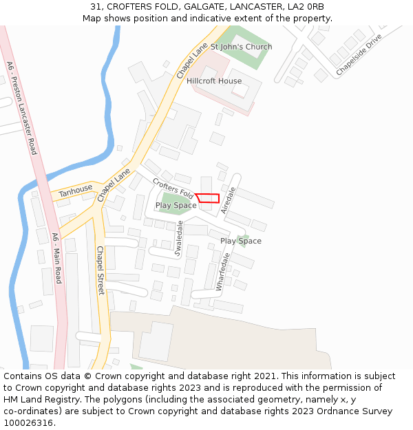 31, CROFTERS FOLD, GALGATE, LANCASTER, LA2 0RB: Location map and indicative extent of plot