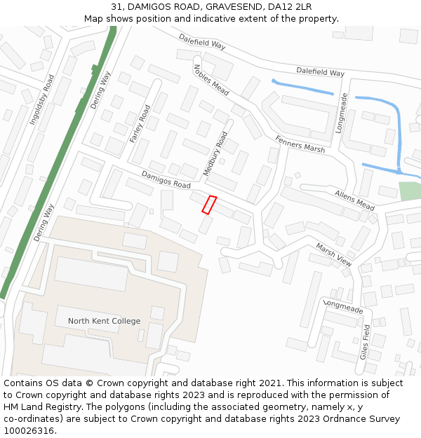 31, DAMIGOS ROAD, GRAVESEND, DA12 2LR: Location map and indicative extent of plot