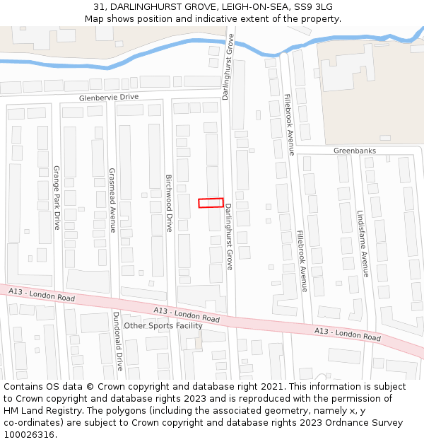 31, DARLINGHURST GROVE, LEIGH-ON-SEA, SS9 3LG: Location map and indicative extent of plot