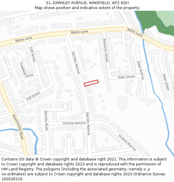 31, DARNLEY AVENUE, WAKEFIELD, WF2 9QH: Location map and indicative extent of plot