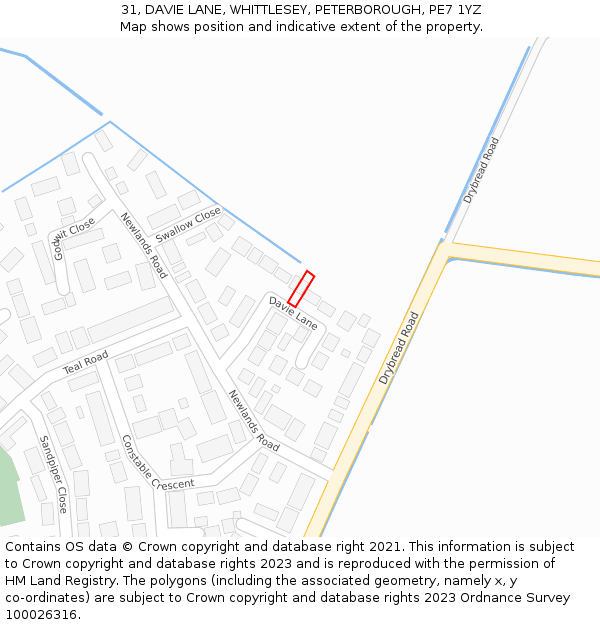 31, DAVIE LANE, WHITTLESEY, PETERBOROUGH, PE7 1YZ: Location map and indicative extent of plot