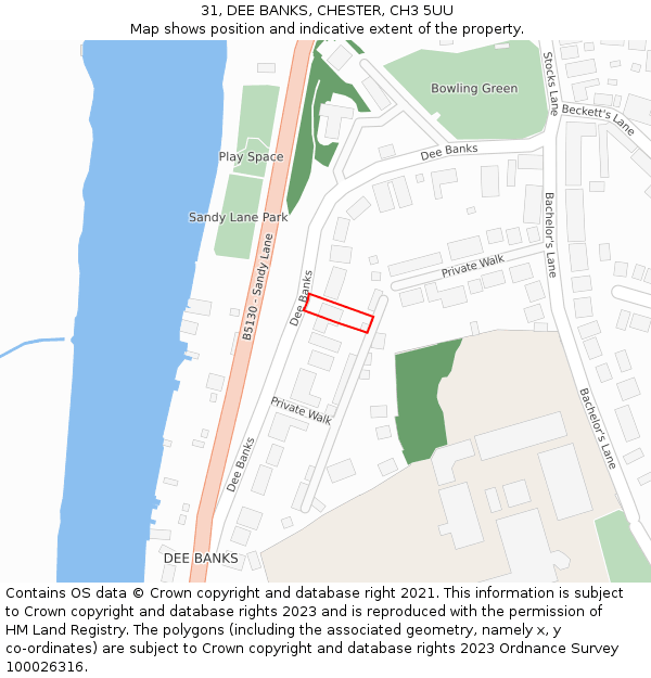 31, DEE BANKS, CHESTER, CH3 5UU: Location map and indicative extent of plot