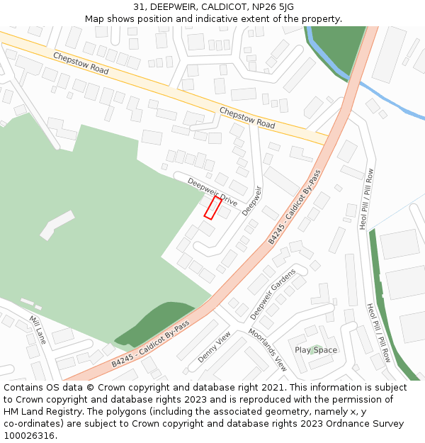 31, DEEPWEIR, CALDICOT, NP26 5JG: Location map and indicative extent of plot