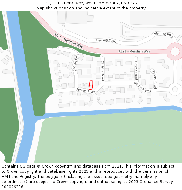 31, DEER PARK WAY, WALTHAM ABBEY, EN9 3YN: Location map and indicative extent of plot
