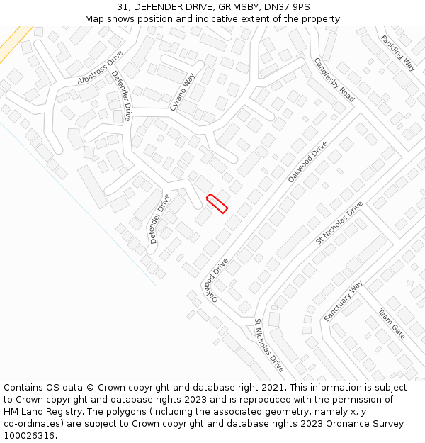 31, DEFENDER DRIVE, GRIMSBY, DN37 9PS: Location map and indicative extent of plot