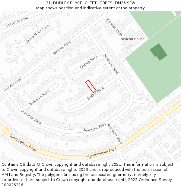 31, DUDLEY PLACE, CLEETHORPES, DN35 9EW: Location map and indicative extent of plot