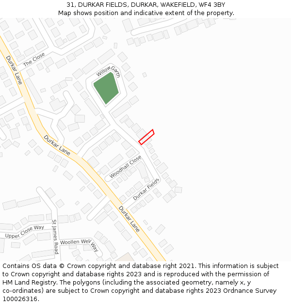 31, DURKAR FIELDS, DURKAR, WAKEFIELD, WF4 3BY: Location map and indicative extent of plot