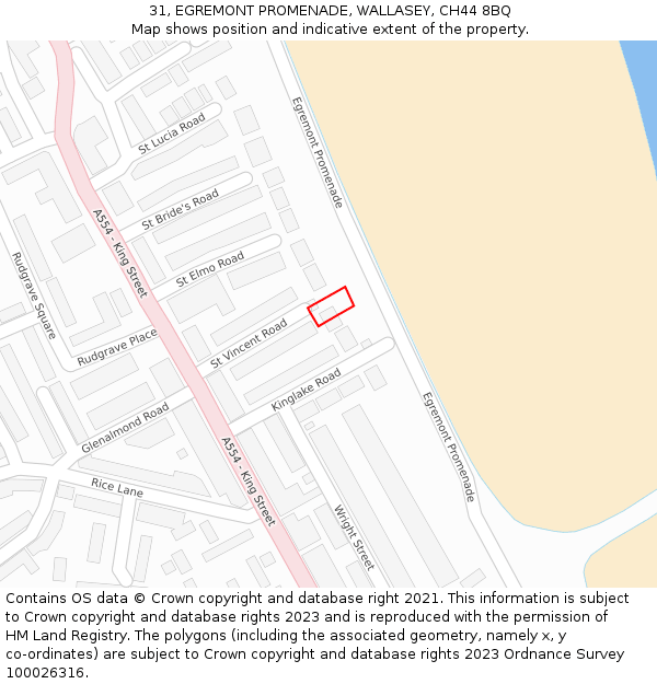 31, EGREMONT PROMENADE, WALLASEY, CH44 8BQ: Location map and indicative extent of plot