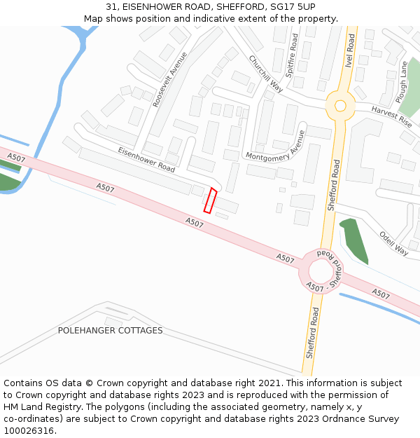 31, EISENHOWER ROAD, SHEFFORD, SG17 5UP: Location map and indicative extent of plot