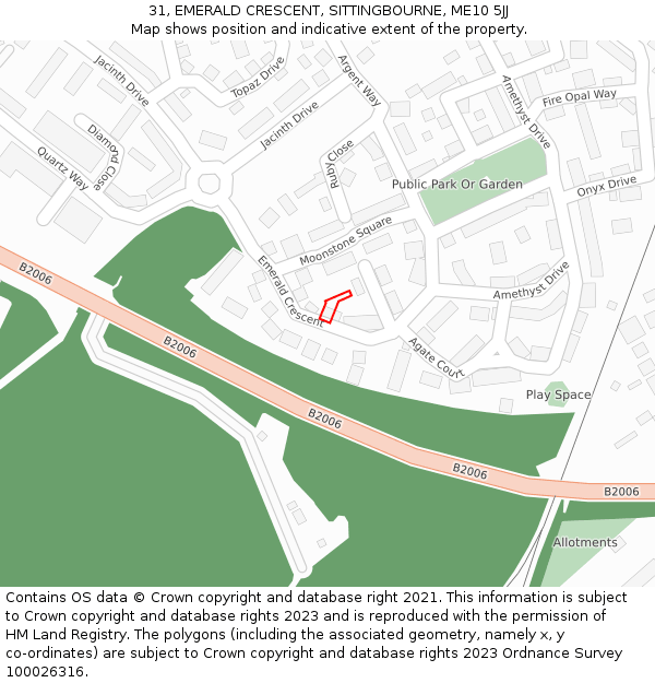 31, EMERALD CRESCENT, SITTINGBOURNE, ME10 5JJ: Location map and indicative extent of plot