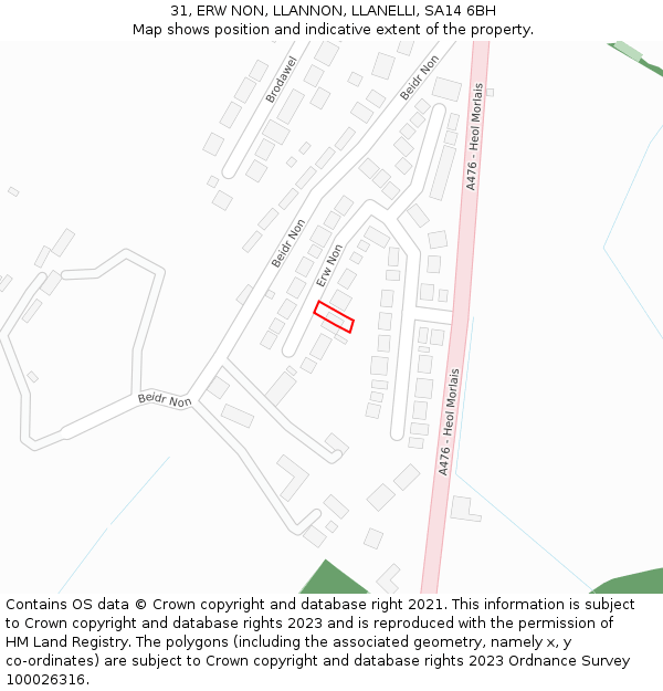 31, ERW NON, LLANNON, LLANELLI, SA14 6BH: Location map and indicative extent of plot