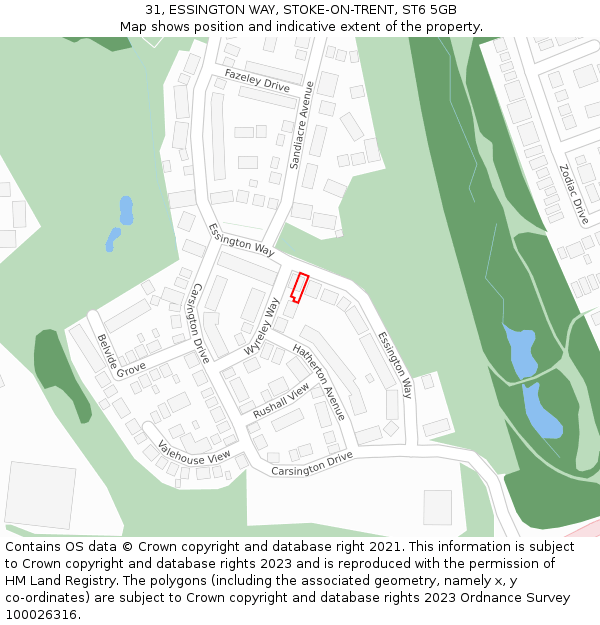 31, ESSINGTON WAY, STOKE-ON-TRENT, ST6 5GB: Location map and indicative extent of plot