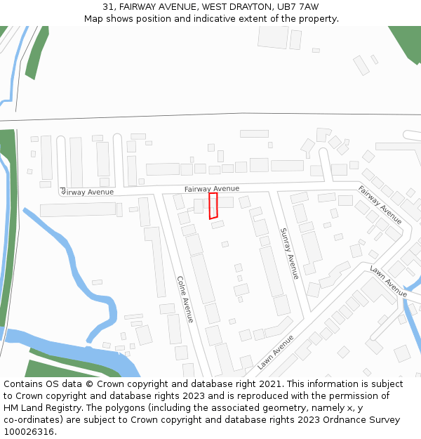 31, FAIRWAY AVENUE, WEST DRAYTON, UB7 7AW: Location map and indicative extent of plot