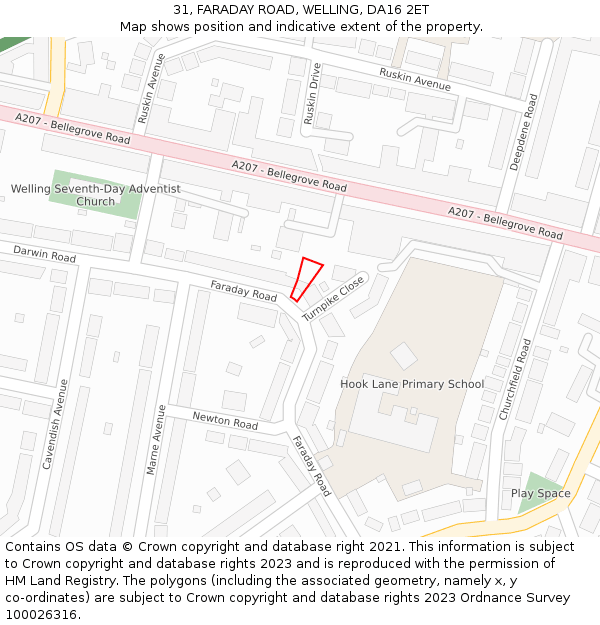 31, FARADAY ROAD, WELLING, DA16 2ET: Location map and indicative extent of plot