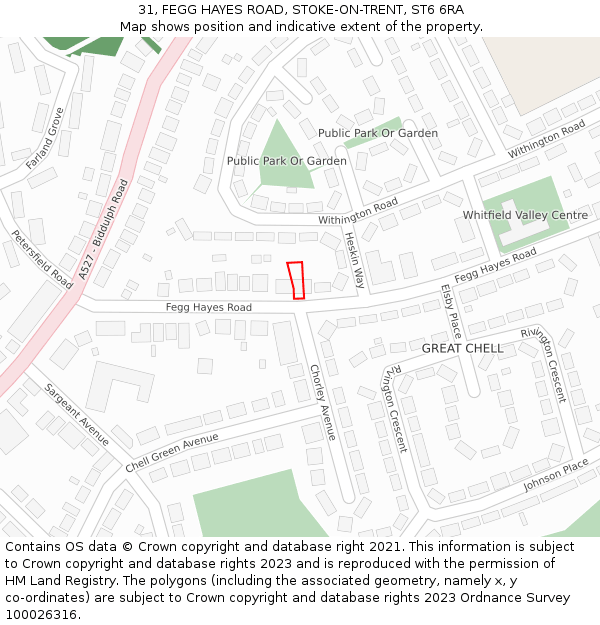 31, FEGG HAYES ROAD, STOKE-ON-TRENT, ST6 6RA: Location map and indicative extent of plot