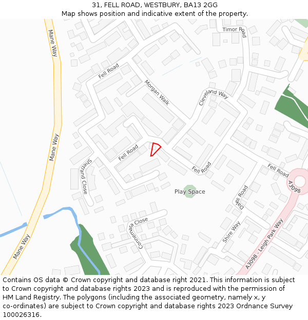 31, FELL ROAD, WESTBURY, BA13 2GG: Location map and indicative extent of plot