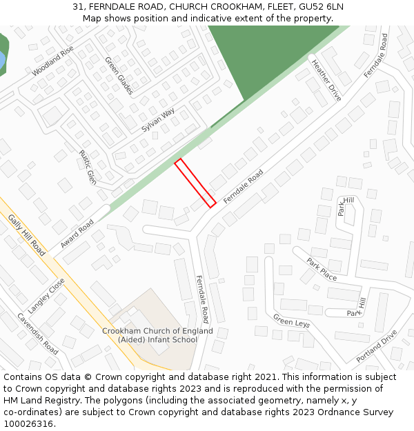 31, FERNDALE ROAD, CHURCH CROOKHAM, FLEET, GU52 6LN: Location map and indicative extent of plot