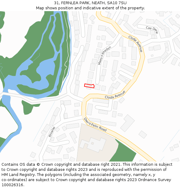 31, FERNLEA PARK, NEATH, SA10 7SU: Location map and indicative extent of plot