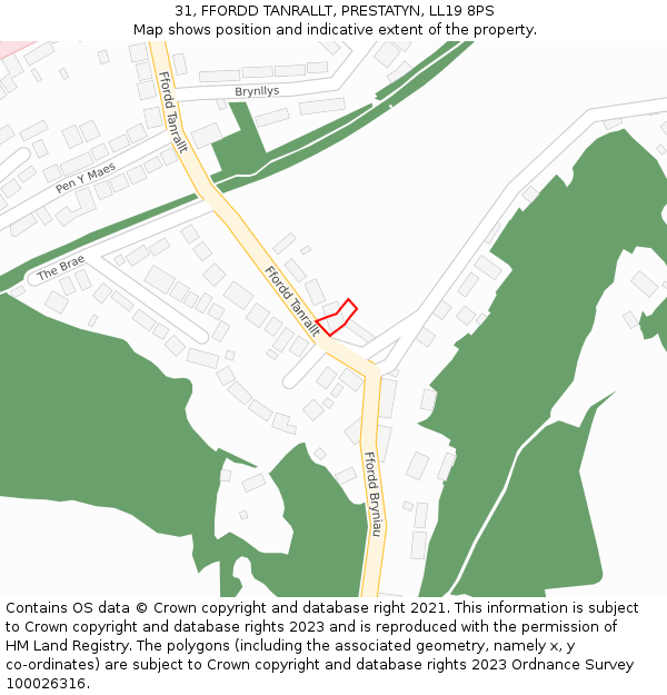 31, FFORDD TANRALLT, PRESTATYN, LL19 8PS: Location map and indicative extent of plot