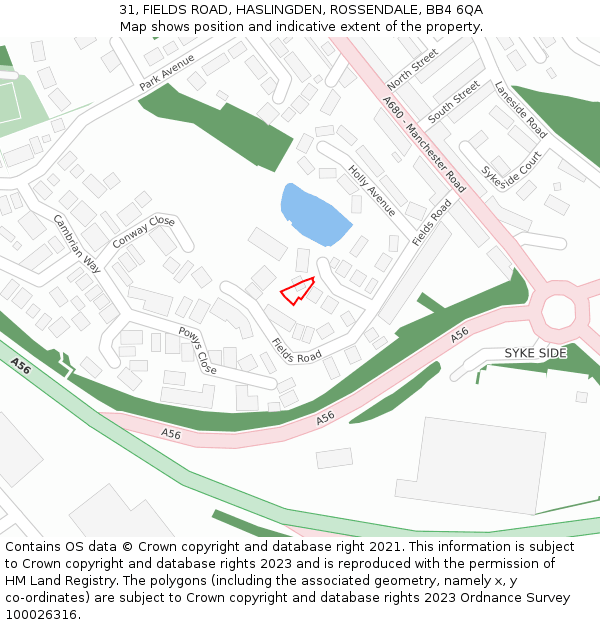 31, FIELDS ROAD, HASLINGDEN, ROSSENDALE, BB4 6QA: Location map and indicative extent of plot