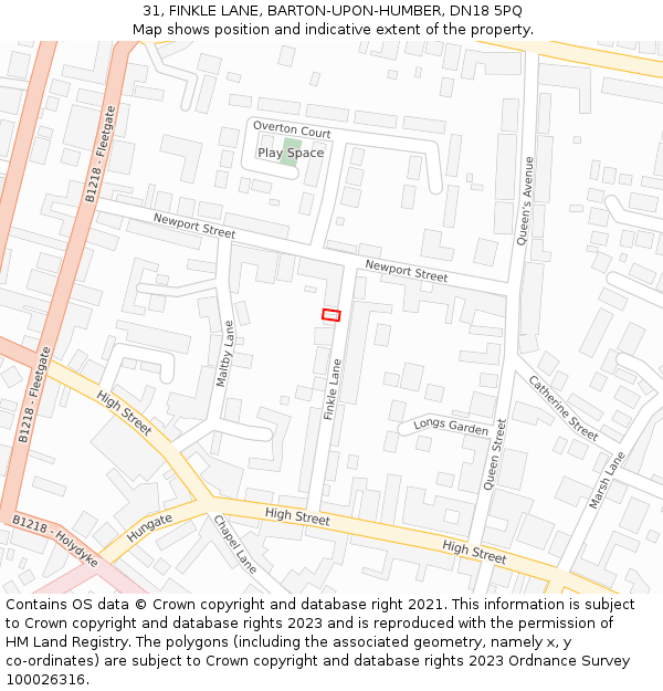 31, FINKLE LANE, BARTON-UPON-HUMBER, DN18 5PQ: Location map and indicative extent of plot